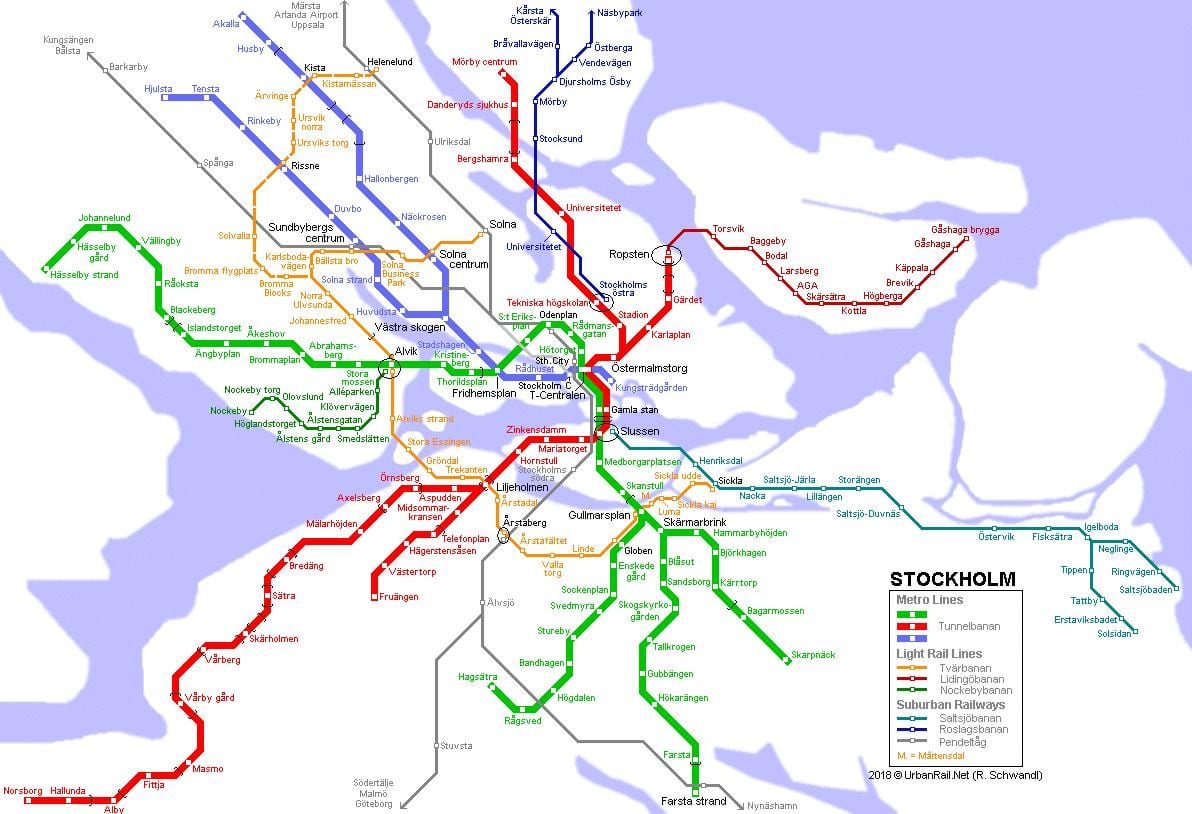 Швед tunnelbana газрын зураг